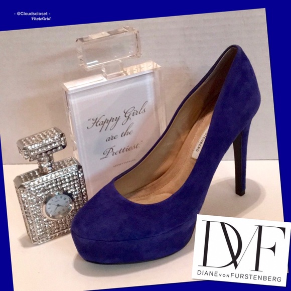 *******JUST REDUCED********DVF Diane VON FURSTENBERG Stiletto Cobalt B…